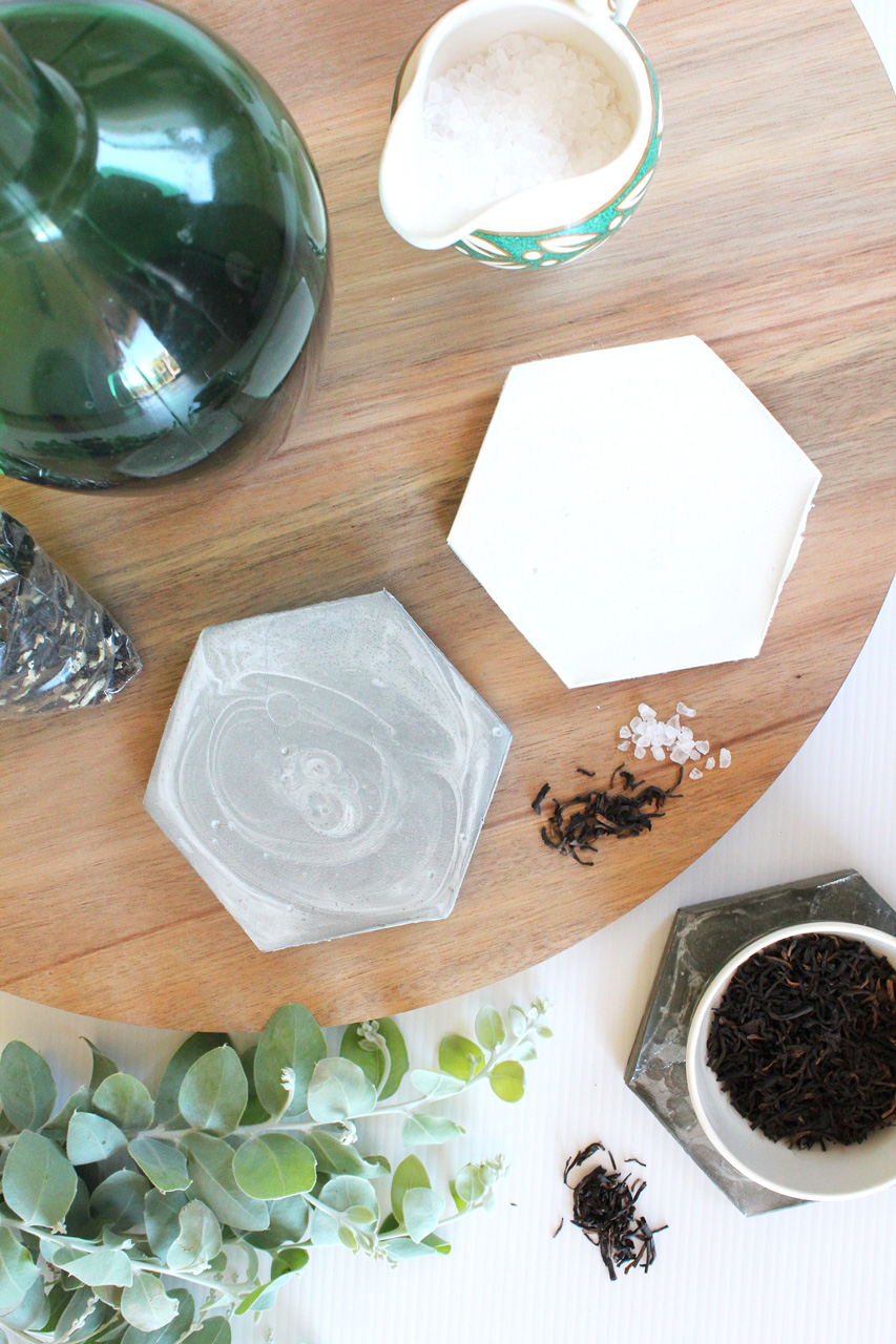 hexagon coaster diy flatlay